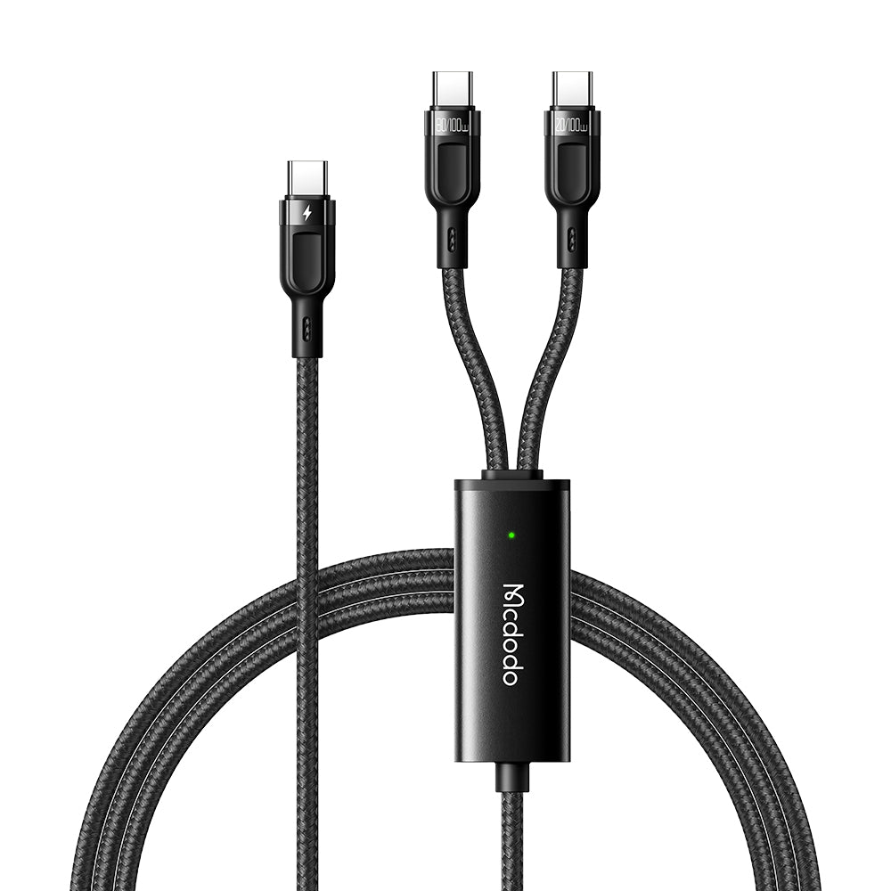 MCDODO 100W 2 in 1 PD Fast Charging Cable Type-C to Dual Type-C