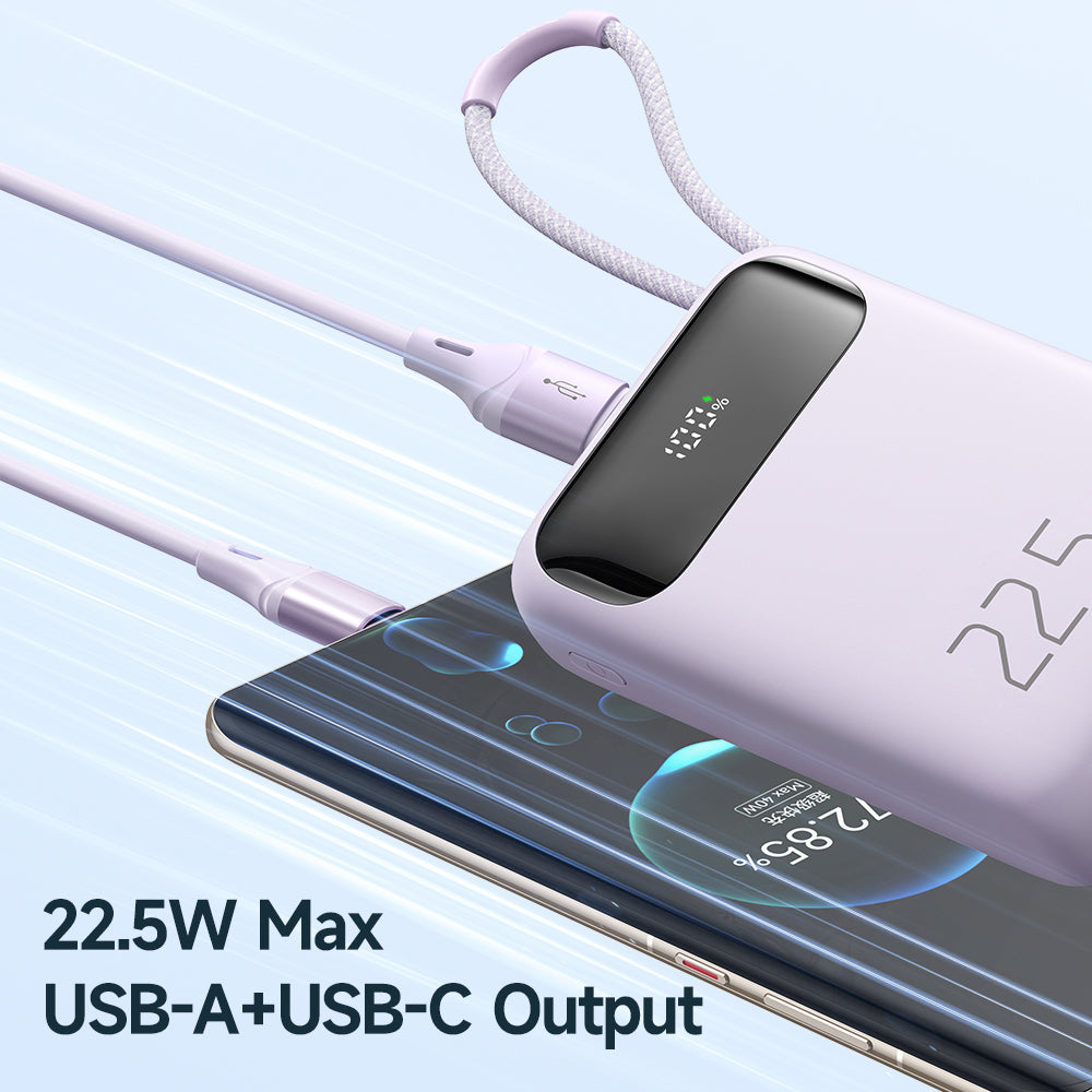 MCDODO 10000mAh 20W PD + QC Power Bank Built-in Cable with Digital Display Type C