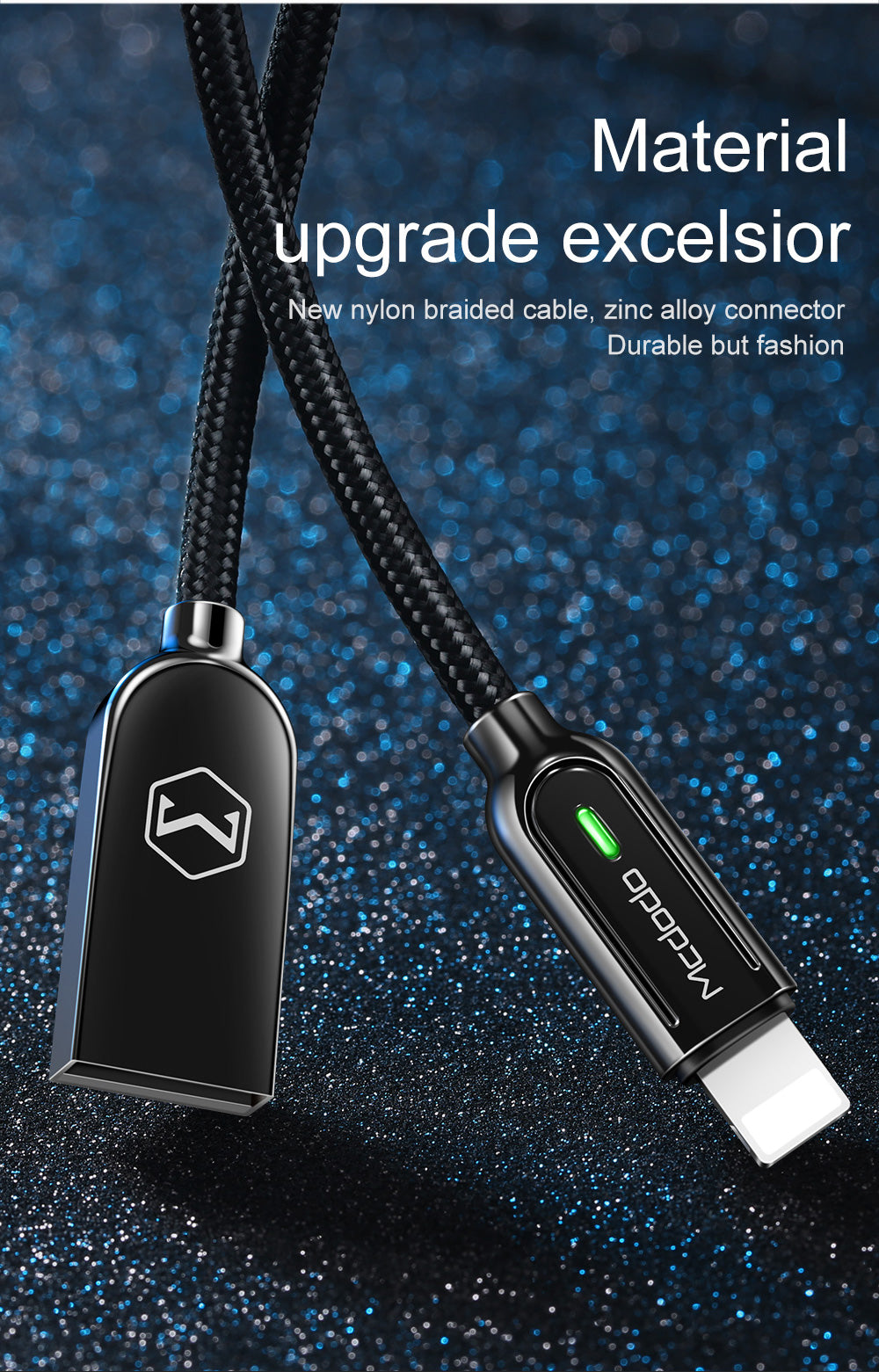 MCDODO iPhone Lightning to USB Cable (Auto Disconnect ,LED Fast Charging USB Cable) 1.2M  - CA5261