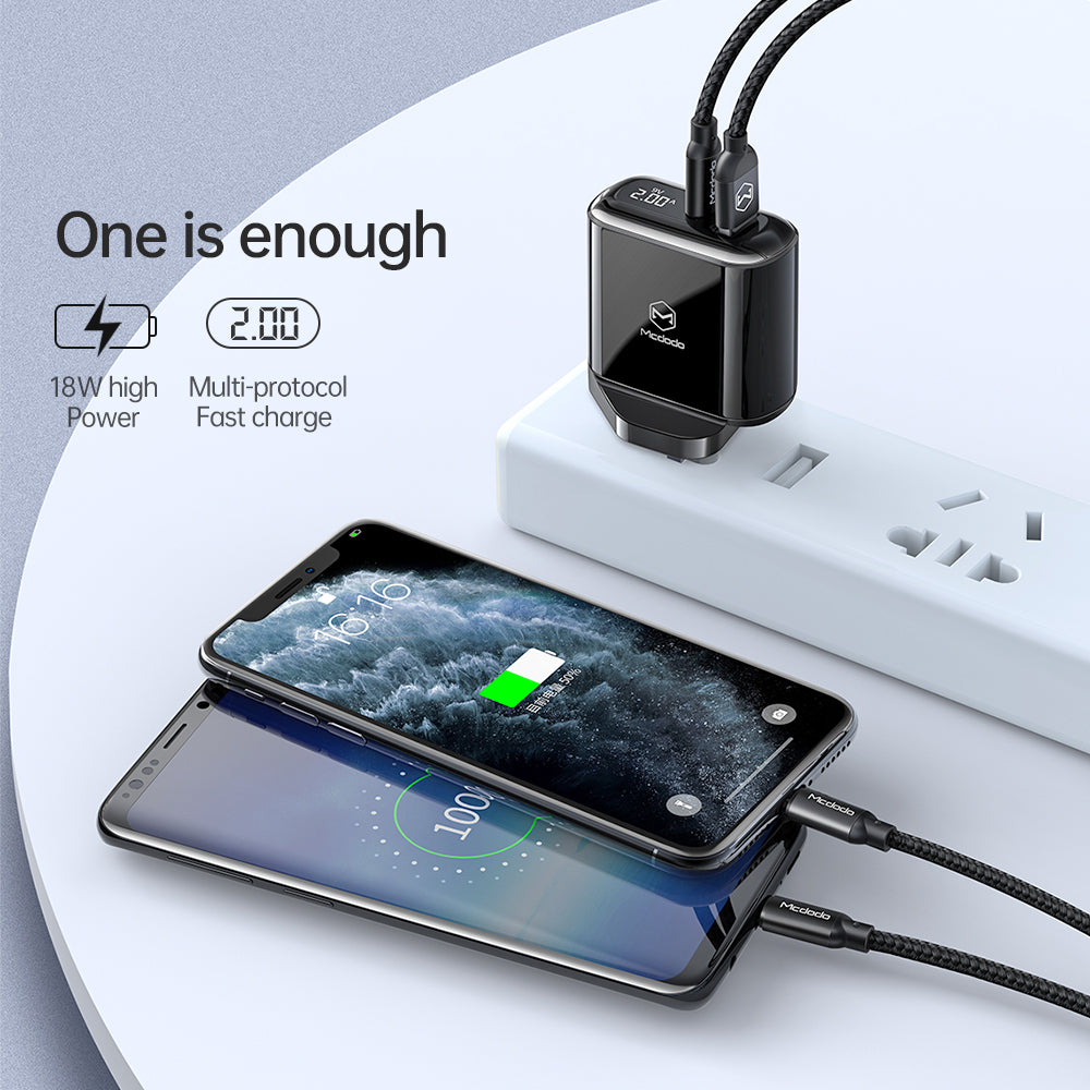 MCDODO 20 Watt PD+QC Fast Charging Adaptor + (Free)iPhone PD Type C to Lightning Combo Pack