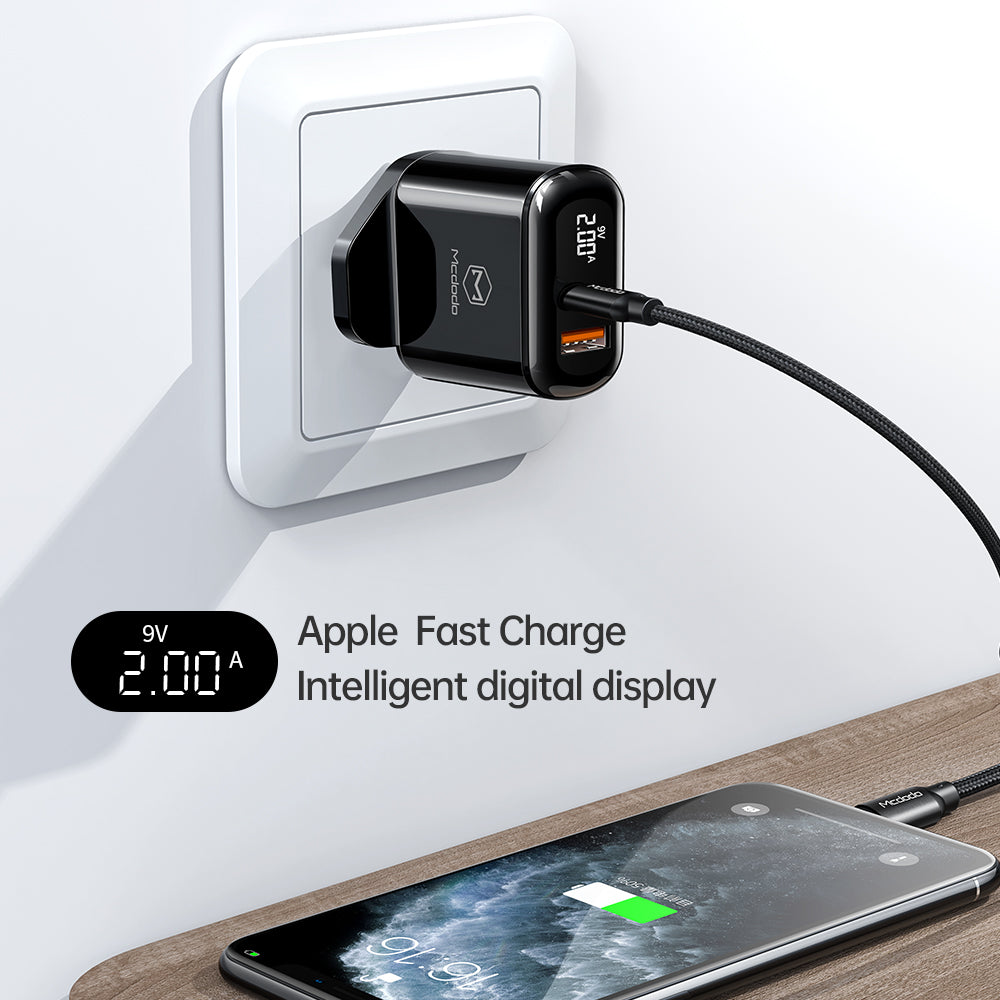 MCDODO 20 Watt PD+QC Fast Charging Adaptor + (Free)iPhone PD Type C to Lightning Combo Pack
