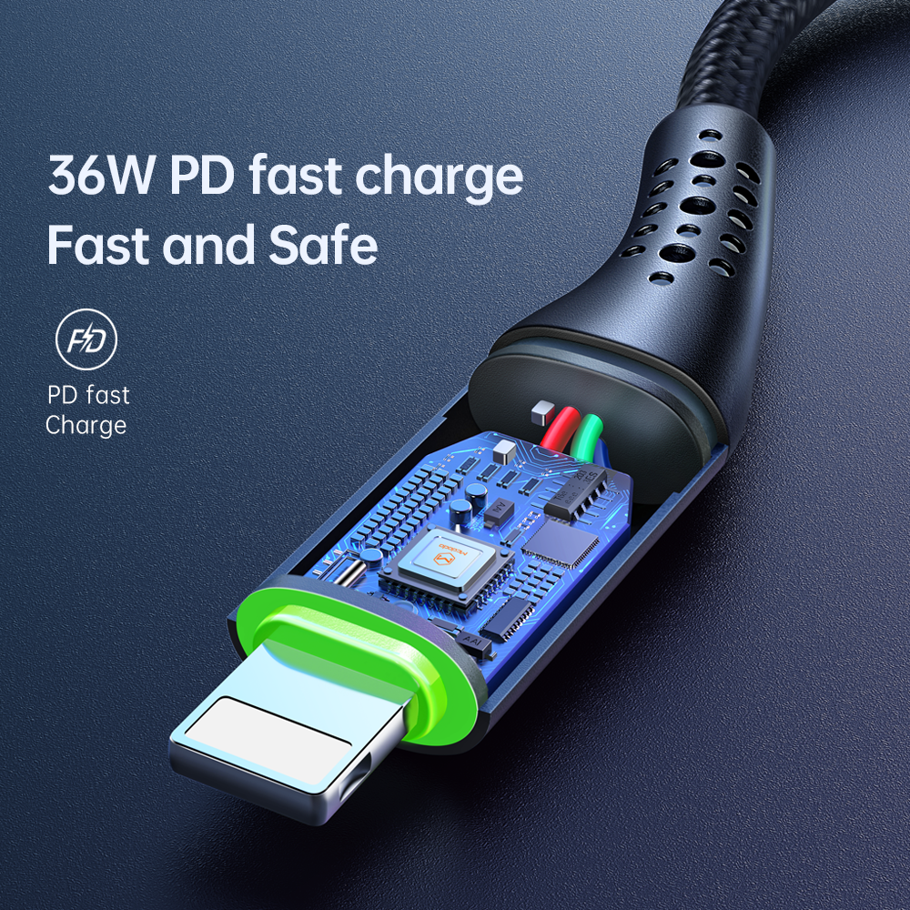 MCDODO 36W USB-C to Lightning (Auto Disconnect Fast Charging Cable) 1.2M - CA7360