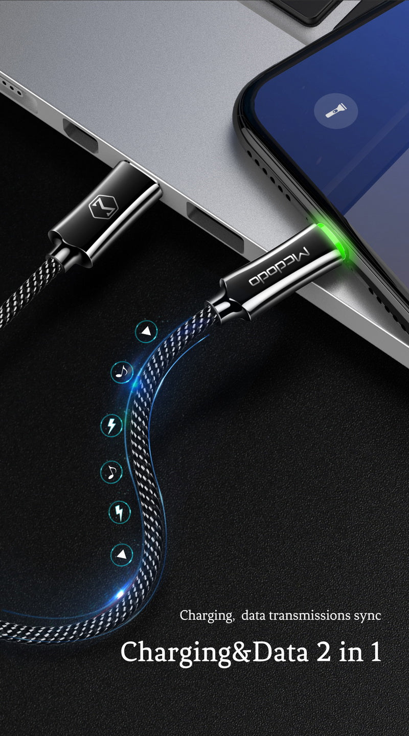 MCDODO iPhone Lightning to USB Cable (Auto Disconnect ,LED Fast Charging USB Cable) 1.2M  - CA5261